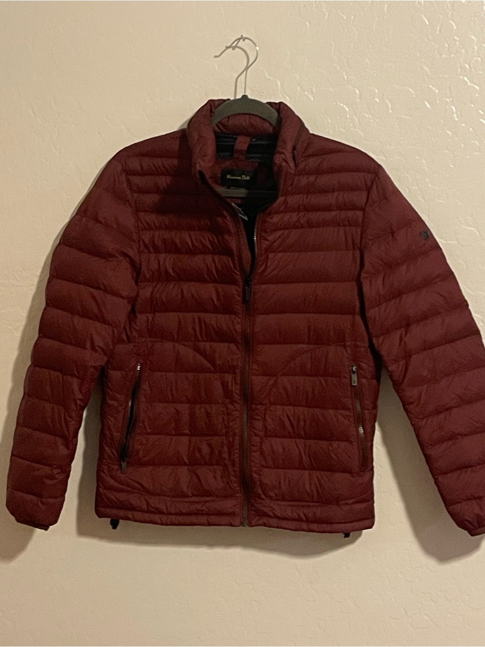 maroon Massimo Dutti quilted puffer jacket S